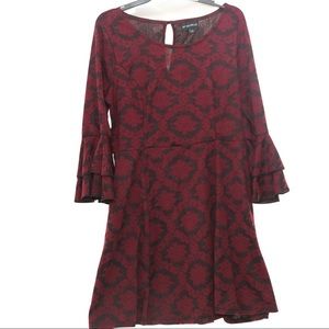 Burgundy Dress with Bell Sleeves